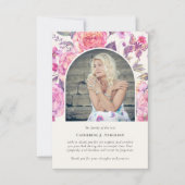 ピンクフローラバタフライフォト悔やみや弔慰葬儀 サンキューカード (正面)