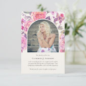 ピンクフローラバタフライフォト悔やみや弔慰葬儀 サンキューカード (スタンド正面)