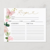 ピンクフローラバタフライブライダルシャワーレシピカード (正面)
