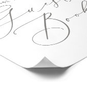 ピンクフローラバタフライベビーシャワーゲストブックサイン ポスター (角)