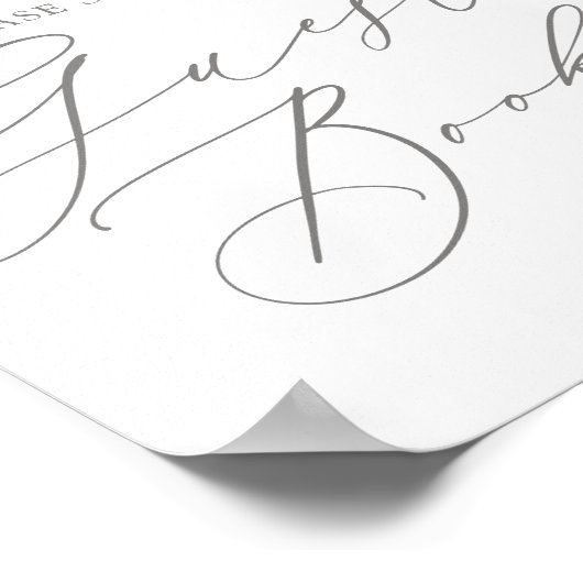 ピンクフローラバタフライベビーシャワーゲストブックサイン ポスター (角)