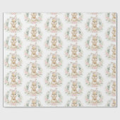 ピンクフローラバニーイースターラビットガールベイビーシャワー ラッピングペーパー (フラット)