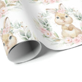 ピンクフローラバニーイースターラビットガールベイビーシャワー ラッピングペーパー (ロールコーナー)