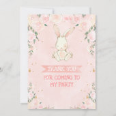 ピンクフローラバニーガールズ誕生日サンキューカード 招待状 (裏面)