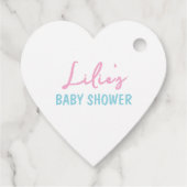 ピンクフローラバニーガールベビーシャワーパーソナライズされた フェイバータグ (裏面)