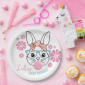 ピンクフローラバニーガールベビーシャワーパーソナライズされた ペーパープレート (パーティー)
