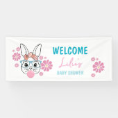 ピンクフローラバニーガールベビーシャワーパーソナライズされた 横断幕 (横)