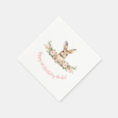 ピンクフローラバニーガール1st誕生日 スタンダードカクテルナプキン (角)