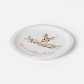 ピンクフローラバニーガール1st誕生日 ペーパープレート (アングル)