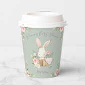 ピンクフローラバニーセージグリーンベビーシャワー 紙コップ (裏面)