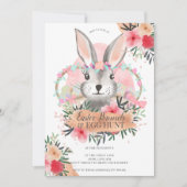 ピンクフローラバニーバラ金ゴールドイースターエッグ狩り 招待状 (正面)