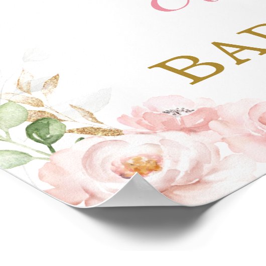 ピンクフローラバニーラビットガールベビーシャワーへようこそ ポスター (角)