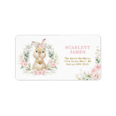 ピンクフローラバニーラビットベビーガール差出人住所 ラベル (正面)