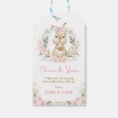 ピンクフローラバニーラビットベビーシャワーギフトラベル ギフトタグ (正面)