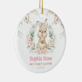 ピンクフローラバニーラビットベビー1stイースター セラミックオーナメント (右)