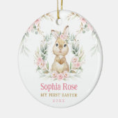 ピンクフローラバニーラビットベビー1stイースター セラミックオーナメント (左)
