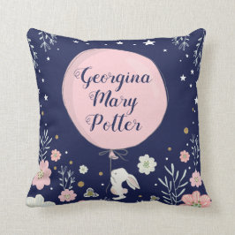 ピンクフローラバニーラビット子供部屋デコークッション クッション