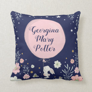 ピンクフローラバニーラビット子供部屋デコークッション クッション