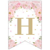 ピンクフローラバニーラビット誕生日ベビーシャワー バンティングフラッグ (第2の旗)