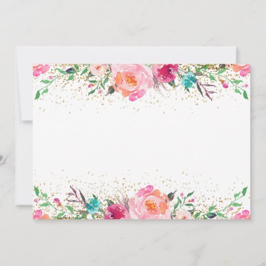 ピンクフローラバニー誕生日写真サンキューカード サンキューカード (裏面)