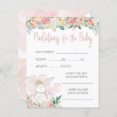 ピンクフローラバニー赤ちゃんシャワー予測ゲーム (正面/裏面)