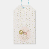ピンクフローラバニー金ゴールドバルーン誕生日ギフトラベル ギフトタグ (裏面)