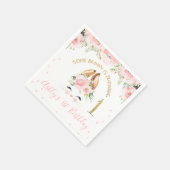 ピンクフローラバニー顔1st誕生日紙 スタンダードカクテルナプキン (角)