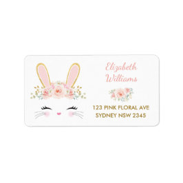 ピンクフローラバニー/かわいいウサギ差出人住所 ラベル