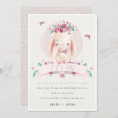 ピンクフローラバニー&バーズベビーガール発表 招待状 (正面/裏面)