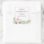 ピンクフローラバプテスステッカーラベル スクエアシール (バッグ)