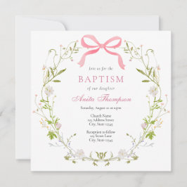ピンクフローラバプテスマ《キリスト教》洗礼式や命名式 招待状