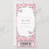 ピンクフローラバラクインセアニラスイート16 VIPチケット 招待状 (裏面)