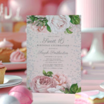 ピンクフローラバラシルバーグリッタースウィート16