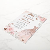 ピンクフローラバラバタフライドレスキンセアニェラ 箔招待状 (回転した状態)