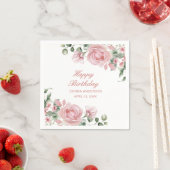 ピンクフローラバラバースデーパーティープレート スタンダードカクテルナプキン (インサイチュ)