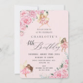 ピンクフローラバラフェアリーズアーチ誕生日フォトインヴィ 招待状 (裏面)