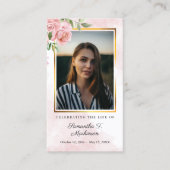 ピンクフローラバラフォトウォーターカラー祈りの言葉カード 名刺 (正面)