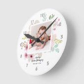 ピンクフローラバラフォトボーティゾバプティスマガールズ,命名 ラウンド壁時計 (傾斜)