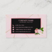 ピンクフローラバラフレームオンストライプ名刺 名刺 (裏面)