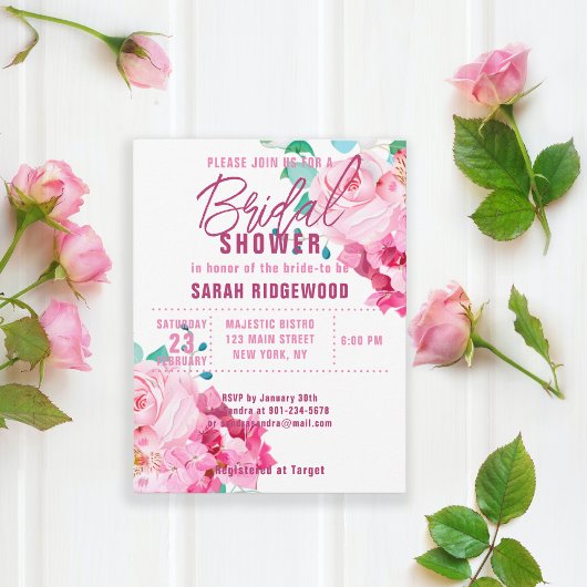 ピンクフローラバラブークスボヘミアンブライダルシャワー