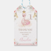 ピンクフローラバラプリンセススワン1st誕生日 ギフトタグ (正面)
