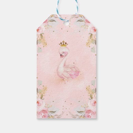 ピンクフローラバラプリンセススワン1st誕生日 ギフトタグ (裏面)