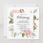 ピンクフローラバラボタニカルスクエア《キリスト教》洗礼式や命名式 招待状 (正面)