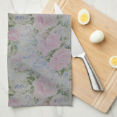 ピンクフローラバラヴィンテージ キッチンタオル (四つ折り)