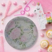 ピンクフローラバラヴィンテージ ペーパープレート (パーティー)