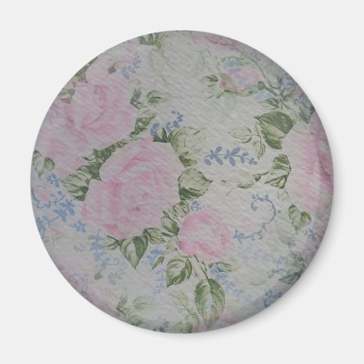 ピンクフローラバラヴィンテージ マグネット (正面)