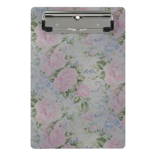 ピンクフローラバラヴィンテージ ミニクリップボード (正面)