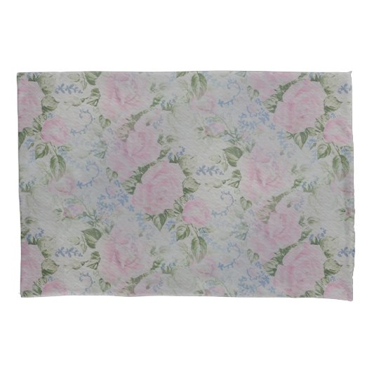 ピンクフローラバラヴィンテージ 枕カバー (正面)