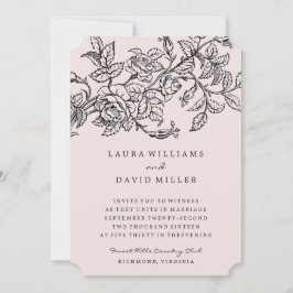 ピンクフローラバラ庭園の結婚式招待状 招待状