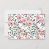 ピンクフローラバラ水彩ブライダルシャワーアドバイス ノートカード (裏面)